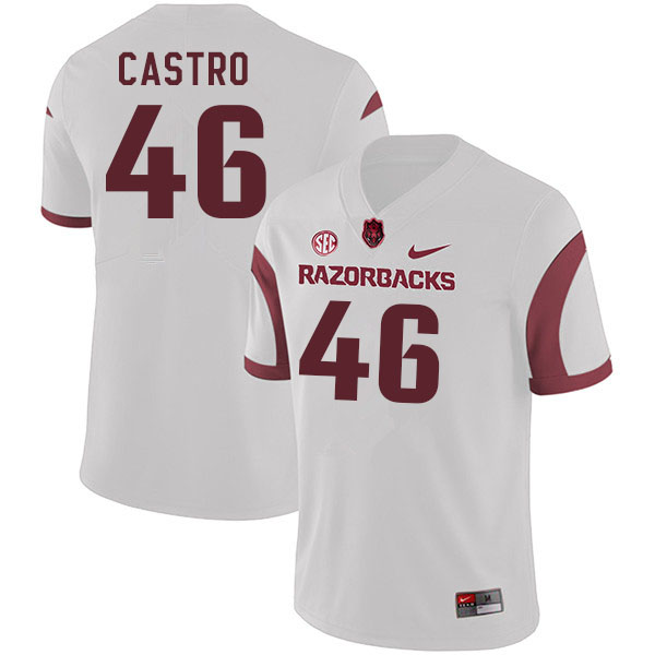 Men #46 Francisco Castro Arkansas Razorbacks College Football Jerseys Sale-White